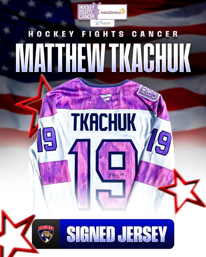 Matthew Tkachuk Autographed Hockey Fights Cancer Jersey - Florida Panthers
