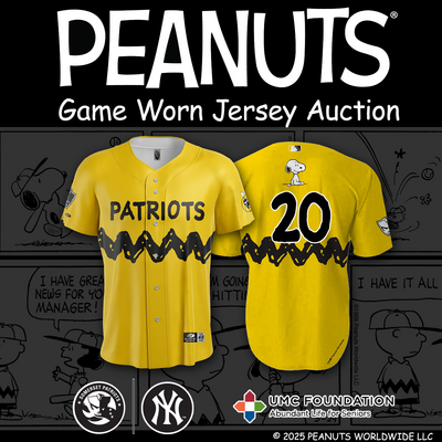 Pitcher Geoffrey Gilbert #20, Size 46 (LG), Game-Worn and signed Peanuts Themed Jersey