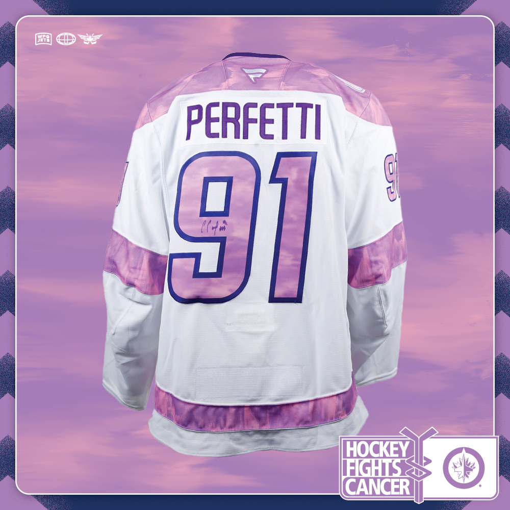 Cole Perfetti #91 Team Issued Limited Edition Autographed Hockey Fights Cancer Jersey