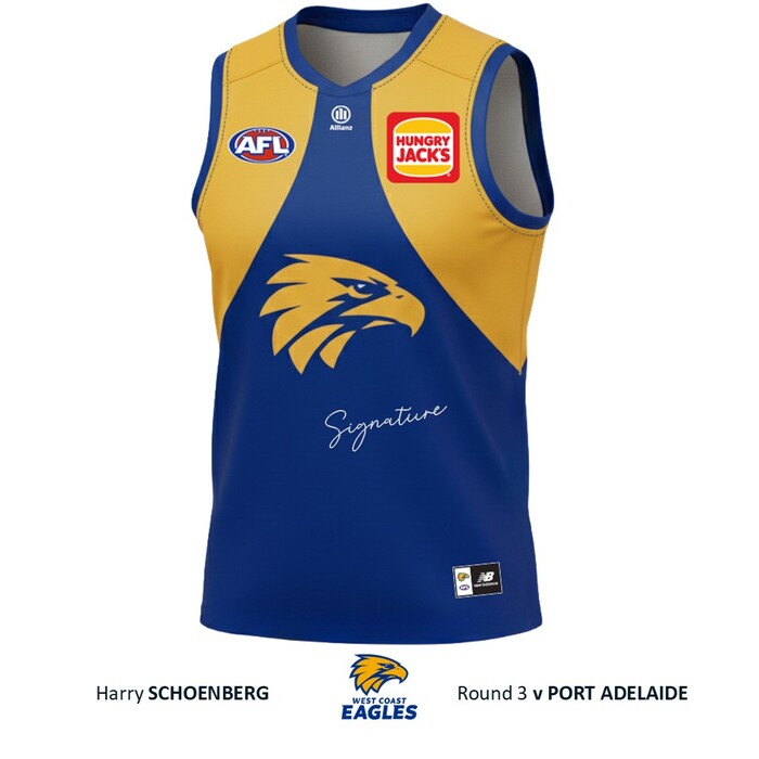 Photo of Harry Schoenberg #48 West Coast Eagles 2026 Club Debut Match-Worn Guernsey