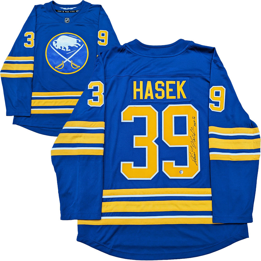 Dominik Hasek Autographed Buffalo Sabres Fanatics Breakaway Jersey w/HOF 14 Inscription