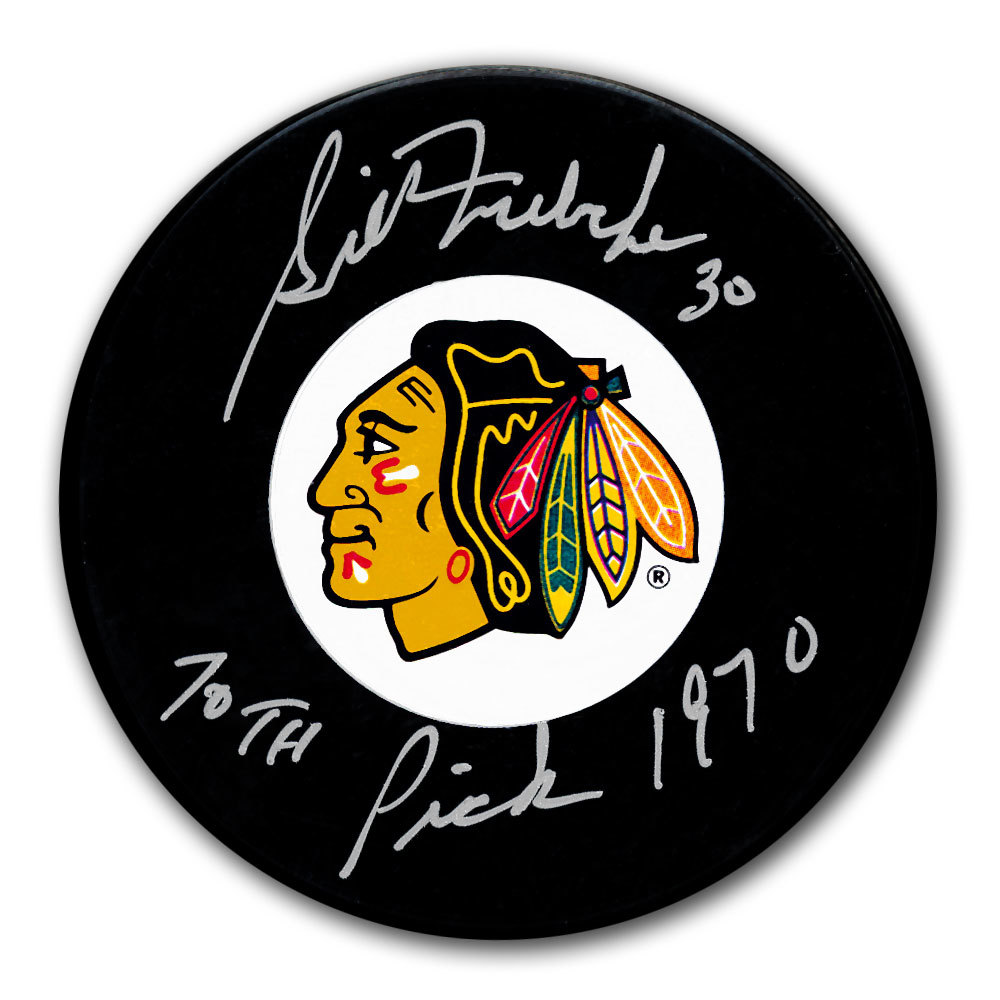 Gilles Meloche Chicago Blackhawks 70th Pick 1970 Autographed Puck