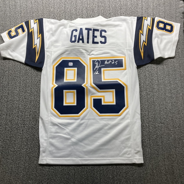 HOF - Chargers Antonio Gates Signed Mitchell & Ness Jersey Size 36 HOF 2...