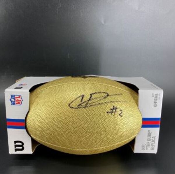 NFL - Cowboys Caleb Downs Signed Gold Composite Football