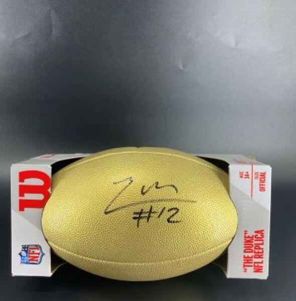 NFL - Commanders Luke McCaffrey Signed Gold Composite Football