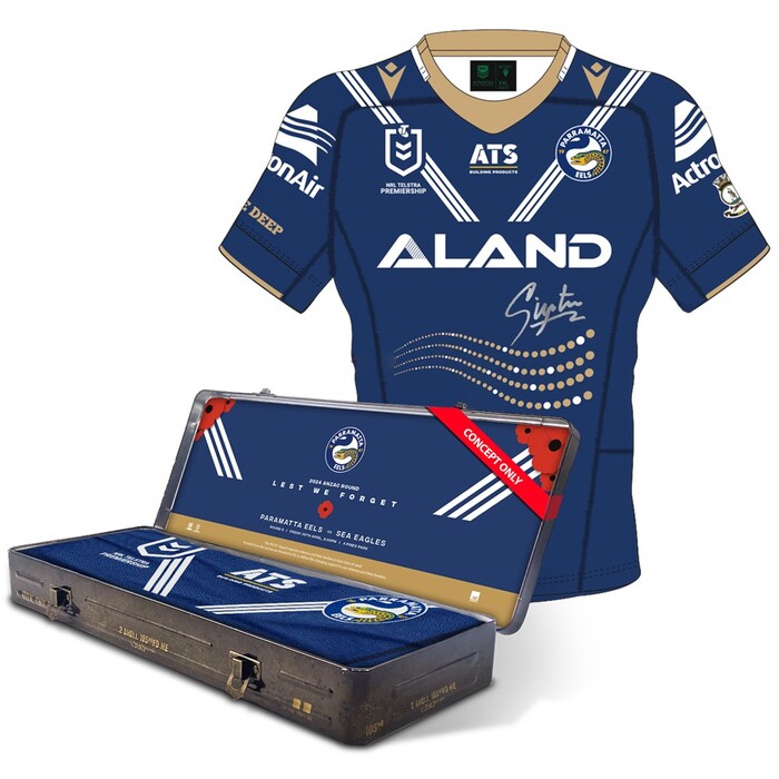Joe Ofahengaue Parramatta Eels 2024 Signed ANZAC Match Worn Jersey