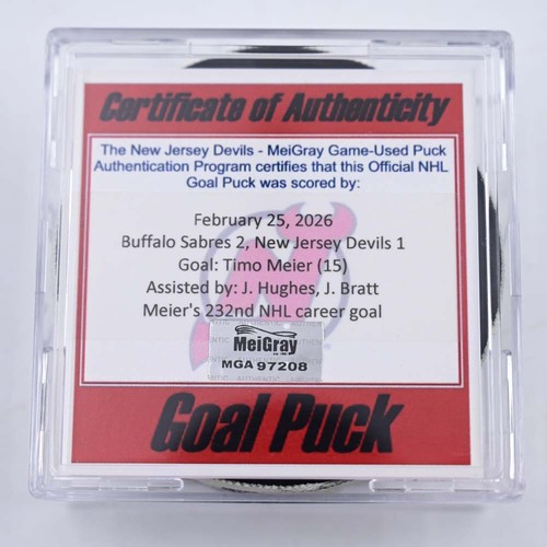 Image of Meier, Timo - New Jersey Devils - February 25, 2026 vs. Buffalo Sabres (Devils Logo)