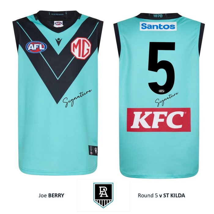 Photo of Joe Berry #5 Port Adelaide 2026 Gather Round Guernsey