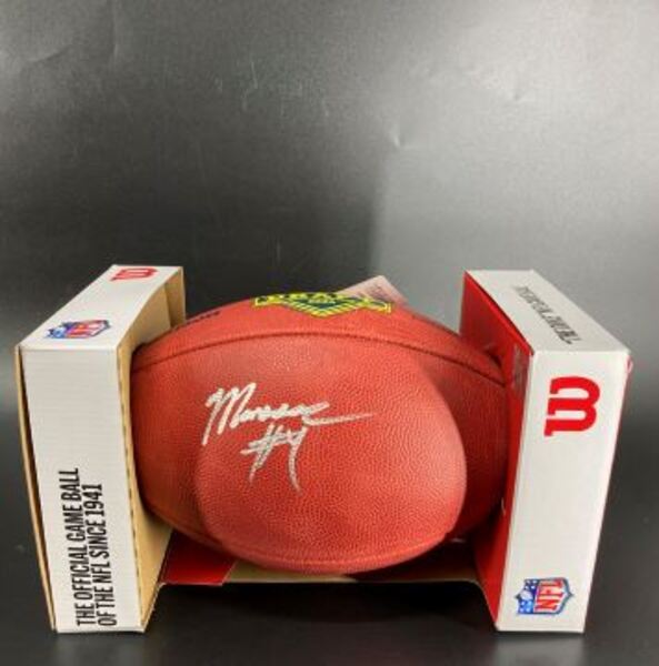 NFL - Chiefs Mansoor Delane Signed Authentic Football with Draft Logo