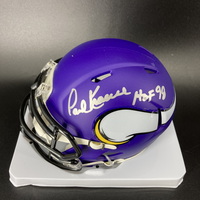 HOF - Vikings Paul Krause Signed Mini Helmet with HOF 98 Inscription