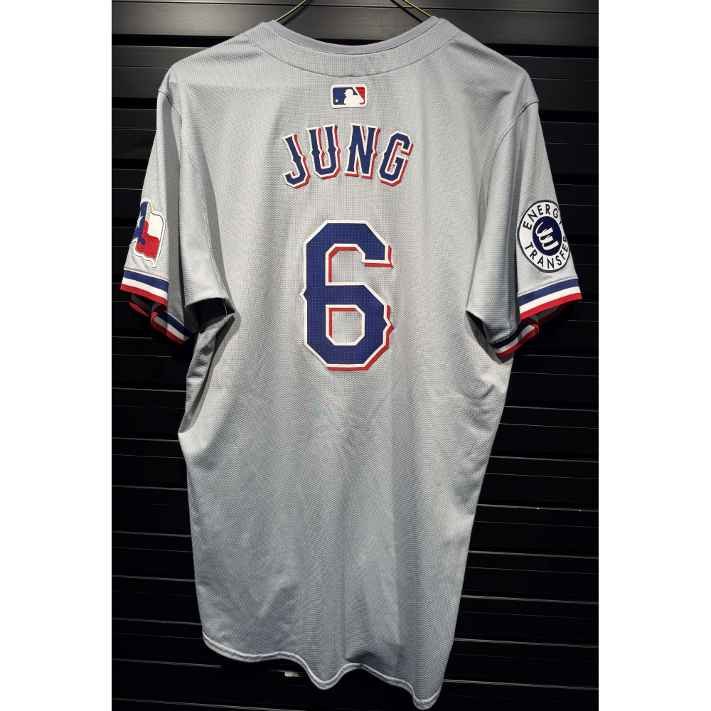ニューキャッスル　支給品ユニフォーム　証明書 Josh Jung #6 Texas Rangers Game-Used 2024 Road Jersey - 35th