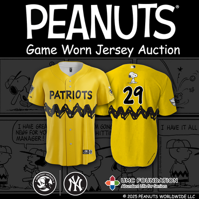 Pitcher Trent Sellers #29, Size 48 (XL), Game-Worn and signed Peanuts Themed Jersey
