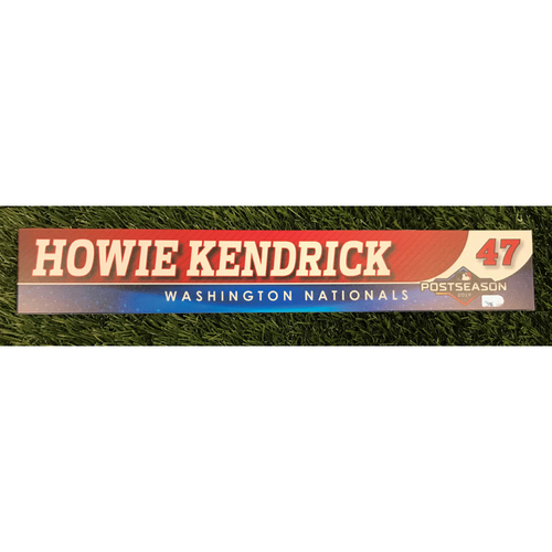 Game-Used Howie Kendrick 2019 Postseason Locker Tag