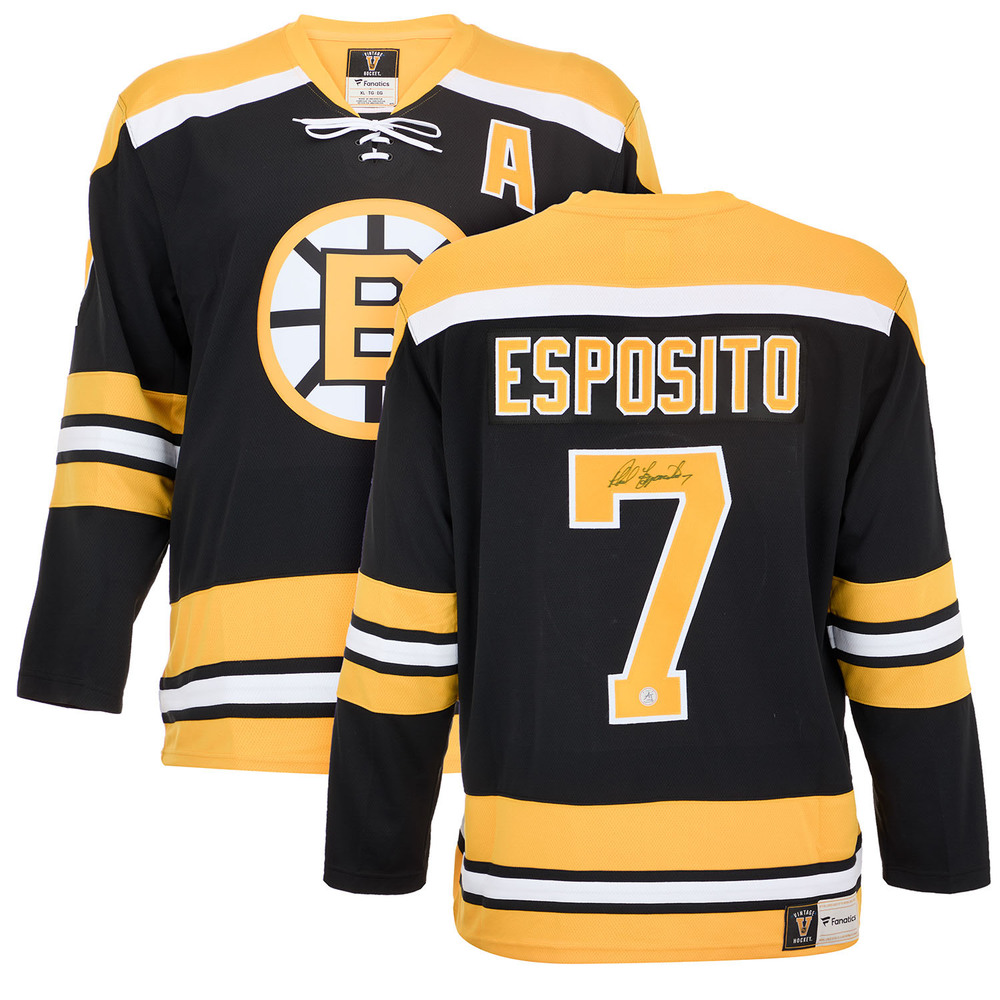 Phil Esposito Autographed Boston Bruins Fanatics Throwback Jersey