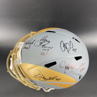 HOF - Rams Multi Signed Replica Slate Speed Helmet Signed by Isaac Bruce...