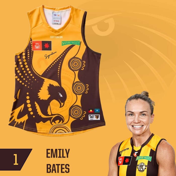 Photo of Emily Bates #1 Hawthorn 2025 Indigenous Match-Worn Guernsey