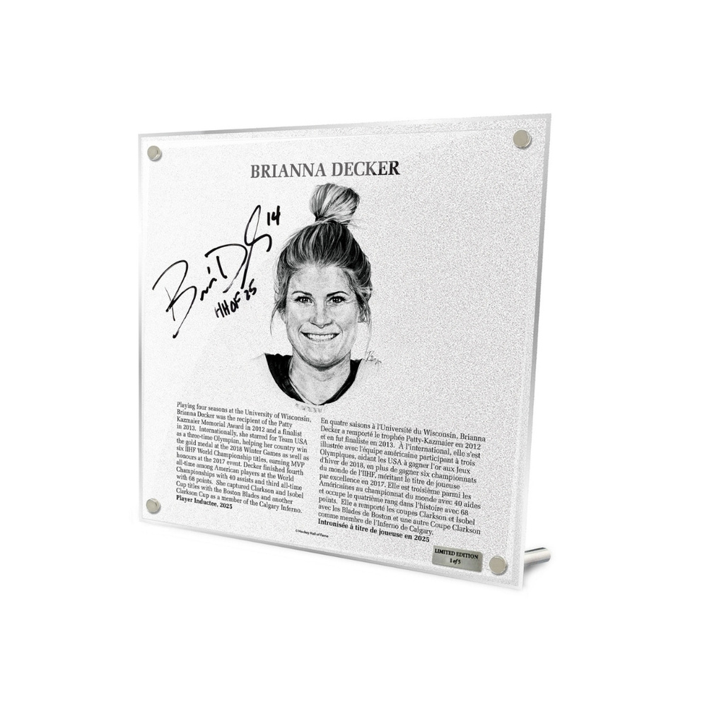 Brianna Decker Autographed Legends Line Honoured Member Plaque - Limited Edition 3/5