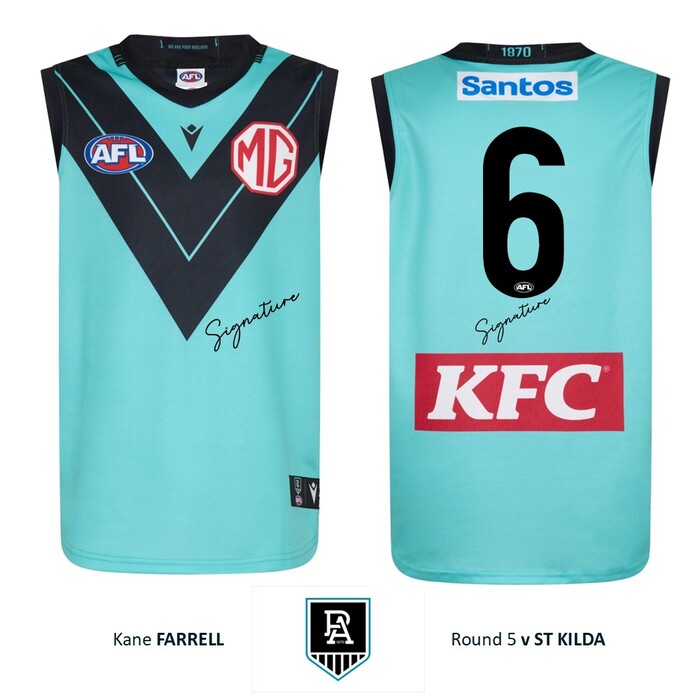 Photo of Kane Farrell #6 Port Adelaide 2026 Gather Round Guernsey