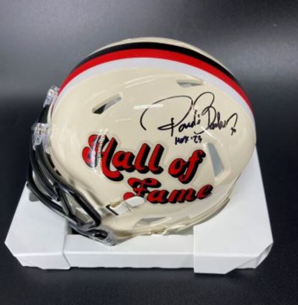 HOF - Buccaneers Ronde Barber Signed Retro HOF Mini Helmet