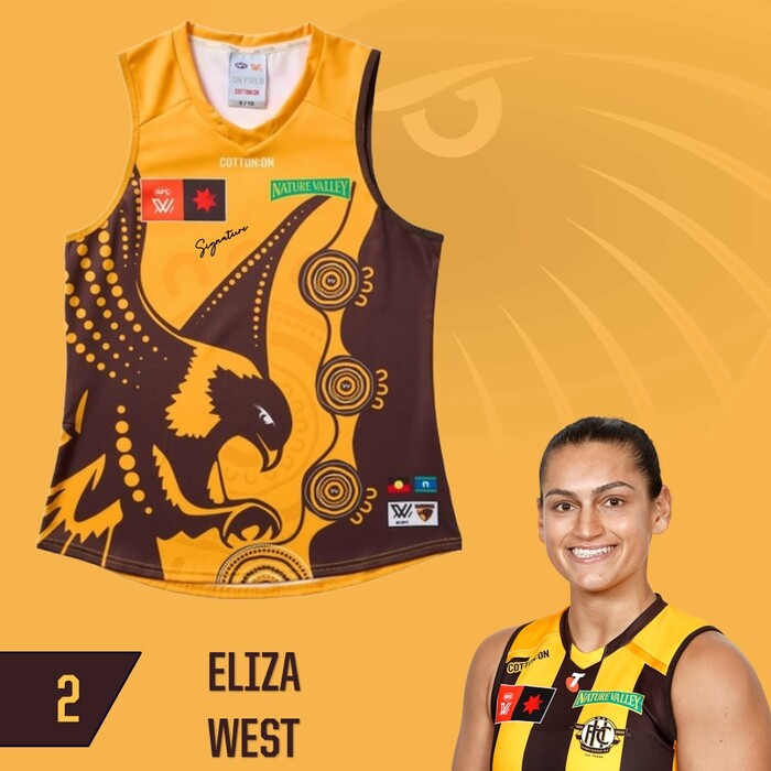 Photo of Eliza West #2 Hawthorn 2025 Indigenous Match-Worn Guernsey