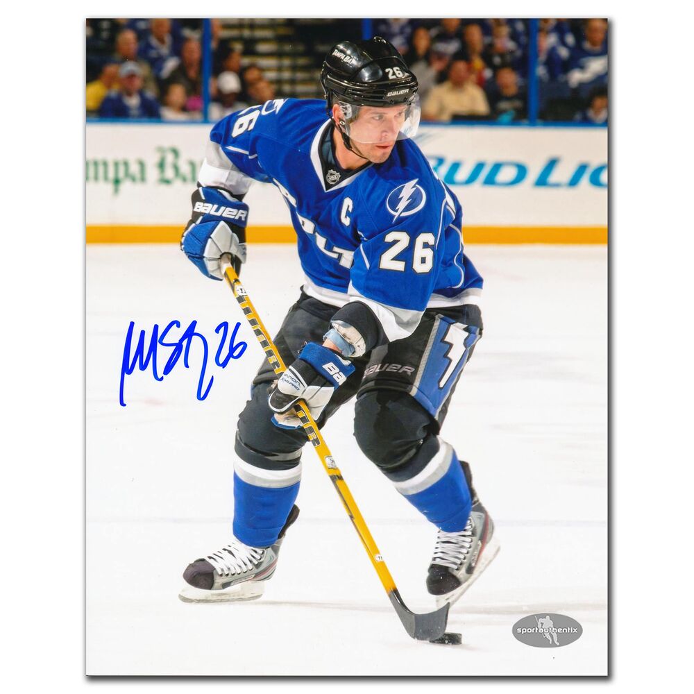 Martin St. Louis Tampa Bay Lightning Alternate Jersey Autographed 8x10