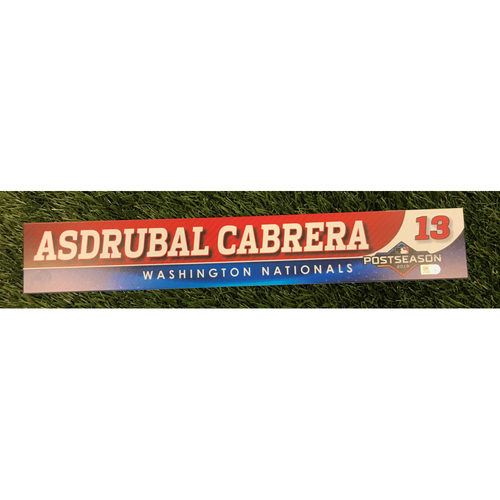 Game-Used Asdrubal Cabrera 2019 Postseason Locker Tag