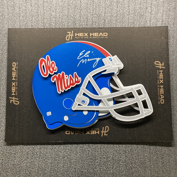 NFL - Ole Miss Rebels Eli Manning Signed Hex Head (21.5x17)