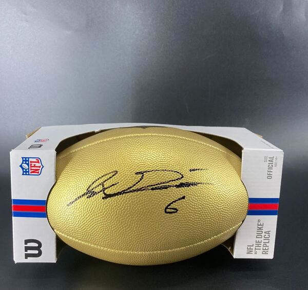 NFL - Giants Jaxon Dart Signed Gold Composite Football