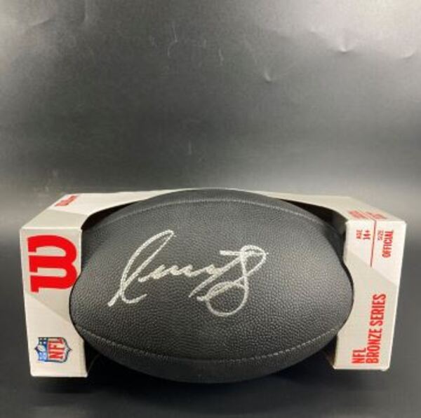 NFL - Lions Isaac TeSlaa Signed Black Composite Silver Series Football