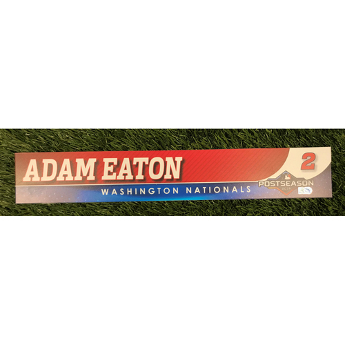 Game-Used Adam Eaton 2019 Postseason Locker Tag