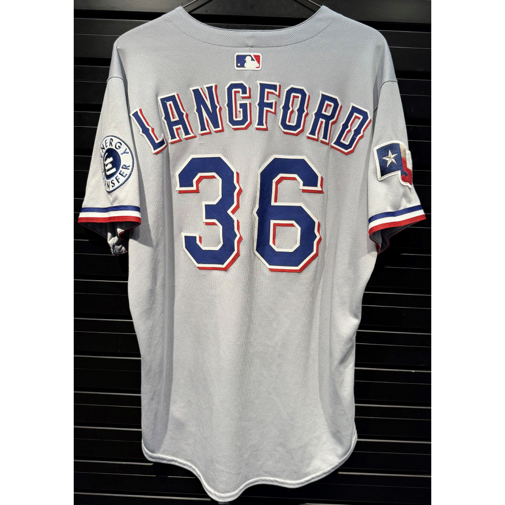 Wyatt Langford #36 Texas Rangers Game-Used 2025 Road Jersey - 3