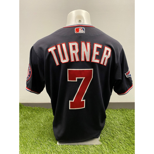 Trea Turner 2020 Game-Used World Series Champions Navy Script Jersey