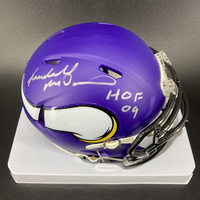 HOF - Vikings Randall McDaniel Signed Mini Helmet with HOF 09 Inscription