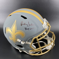 HOF - Saints Rickey Jackson Signed Replica Slate Speed Helmet with HOF 1...