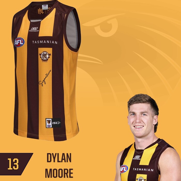 Photo of Dylan Moore #13 Hawthorn 2025 Home Guernsey