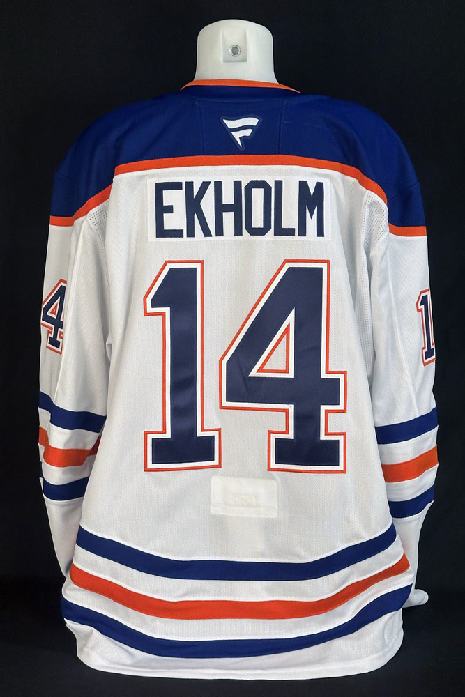 Mattias Ekholm #14 - 2025 Stanley Cup Final Edmonton Oilers Game-Worn White Set #1 Jersey - Worn For Game #3 vs Florida Panthers