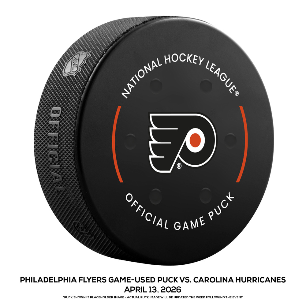Philadelphia Flyers Game-Used Puck vs. Carolina Hurricanes on April 13, 2026 - Flyers Clinch Playoff Spot With Shootout Win