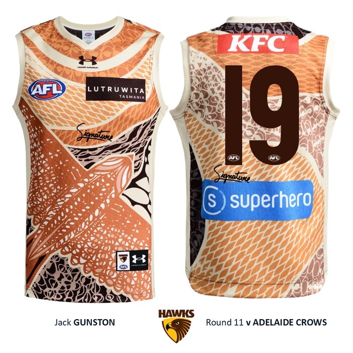 Photo of Jack Gunston #19 Hawthorn 2026 Indigenous Guernsey