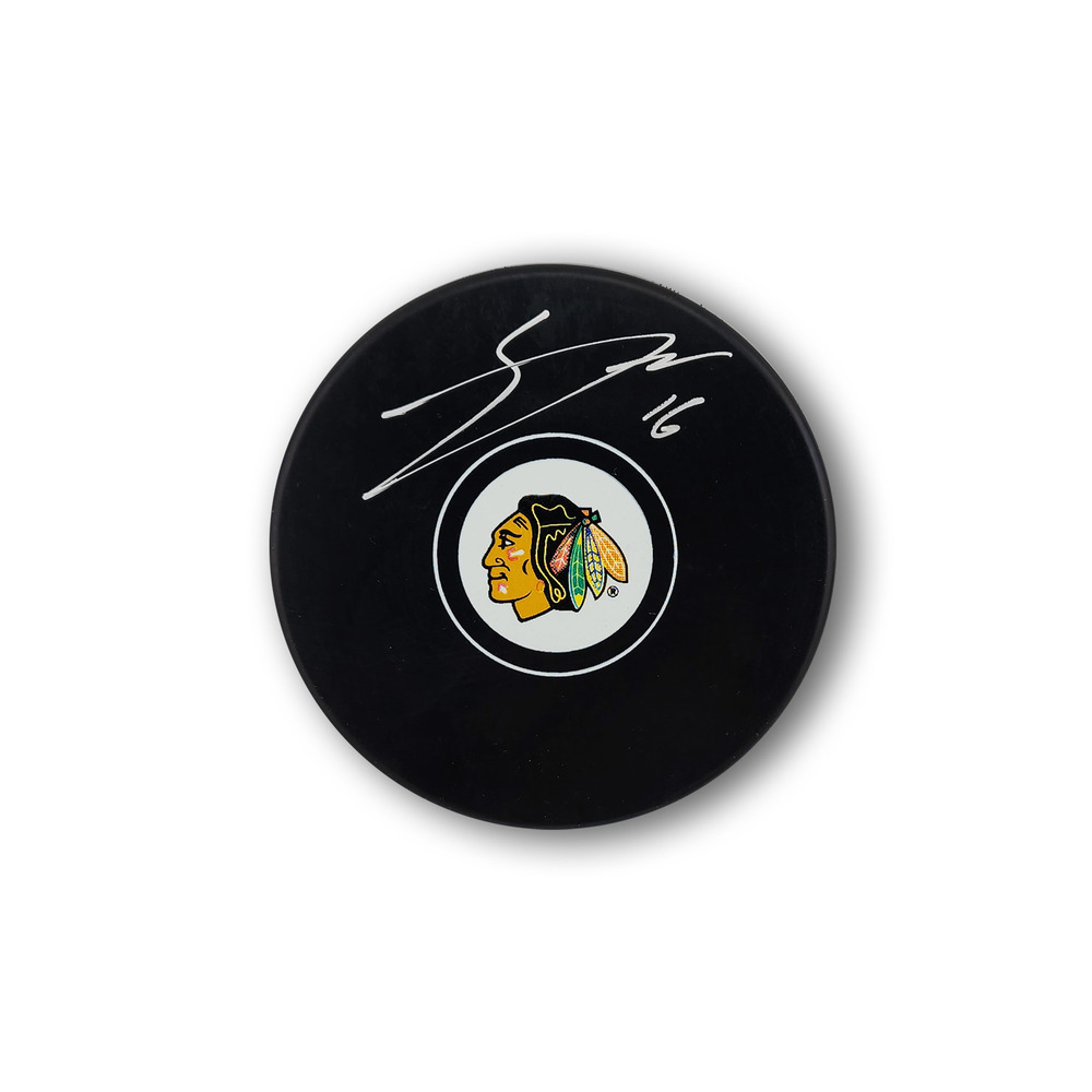 Jason Dickinson Autographed Chicago Black Hawks Hockey Puck