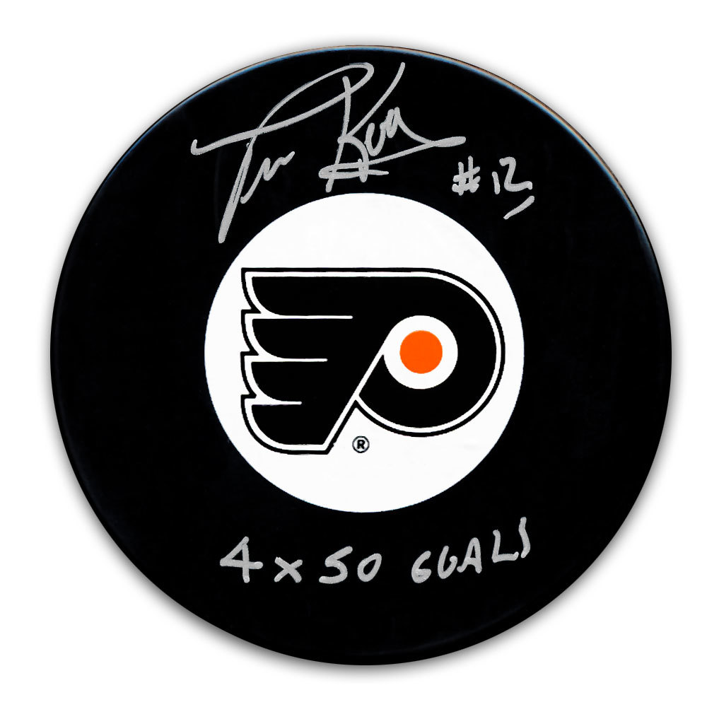 Tim Kerr Philadelphia Flyers 4x 50 GOALS Autographed Puck