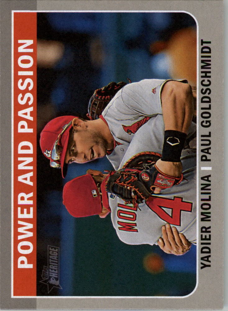 2019 Topps Heritage Combo Cards #CC5 Paul Goldschmidt/Yadier Molina