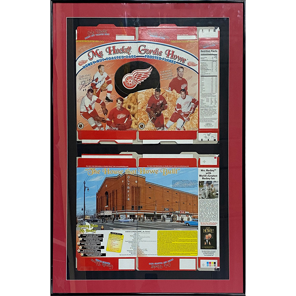 Gordie Howe Autographed Commemorative Vintage Cereal Box Framed