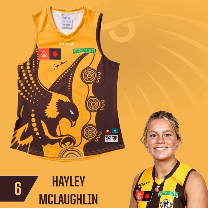 Photo of Hayley McLaughlin #6 Hawthorn 2025 Indigenous Match-Worn Guernsey