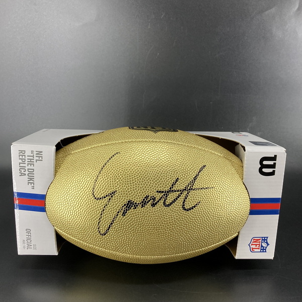 NFL - Chiefs Emmett Johnson Signed Gold Composite Football