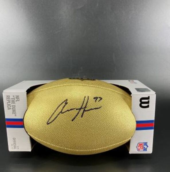 NFL - Lions Aiden Hutchinson Signed Gold Composite Football