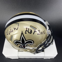 HOF - Saints Willie Roaf Signed Replica Slate Speed Helmet with HOF 12 I...