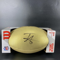 NFL - Lions Terrion Arnold Signed Gold Composite Football