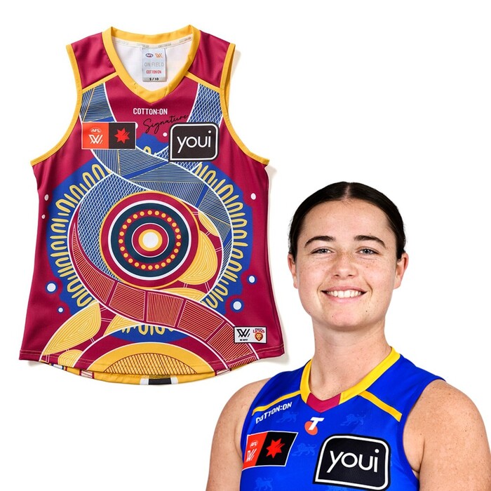 Photo of Shanae Davison #11 2025 Brisbane Lions AFLW Indigenous Match-Worn Guernsey