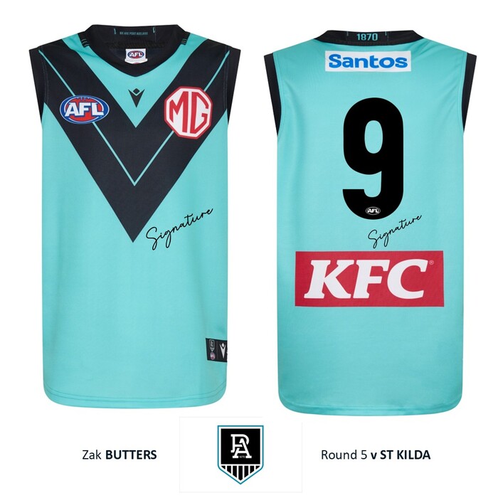 Photo of Zak Butters #9 Port Adelaide 2026 Gather Round Guernsey