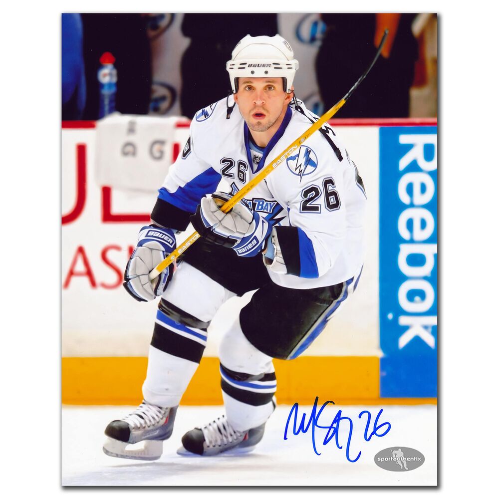 Martin St. Louis Tampa Bay Lightning White Jersey Autographed 8x10